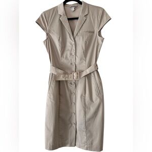 H&M classic beige Dress with Belt. Cotton